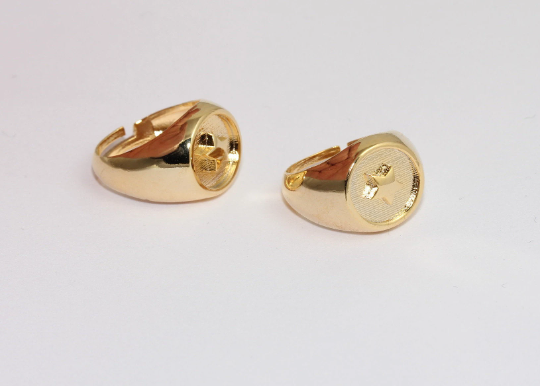 Anelli a forma di stella in oro lucido 24k da 18-19 mm, anelli importanti in oro, MLS216