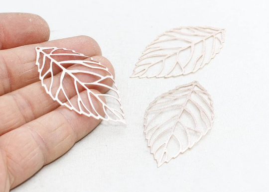 30x52mm Rose Gold Leaf Pendant, Gold Leaf Charms, Leaf CHK215-2