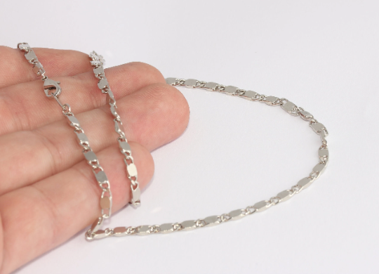 16" Rhodium Plated Bar Necklace, Ready Necklace, CHK734-1