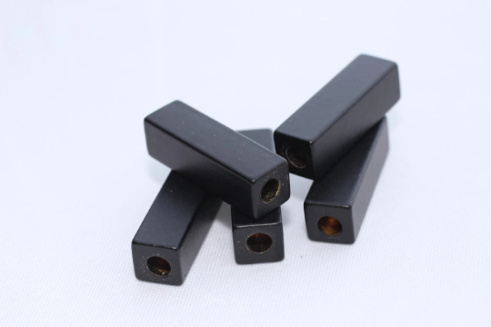 20mm Black Square Beads, Solid Brass, Square Tubes, RT ETS14