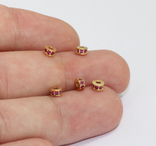 Ruby Pave Rondelle , Mix Cz rondelle