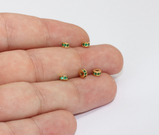 Green Pave Rondelle , Mix Cz rondelle