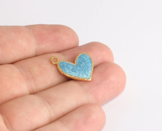 20mm 24k Shiny Gold Heart Charms, Love Necklace,AHM, XP374
