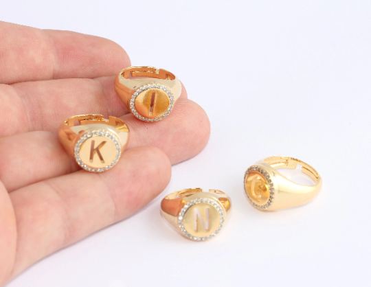 CZ Letter Rings