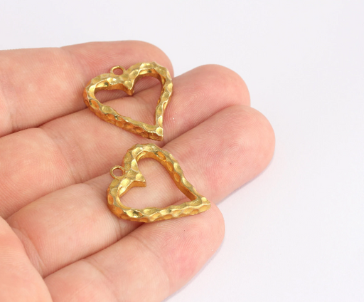 Brass Heart Charms