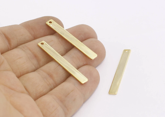 5x40mm 24k Shiny Gold Nameplate Bar, Rectangle Bar,  MTE251