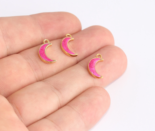 8x14mm 24k Shiny Gold Moon Charms, Small Moon MTE1430-3