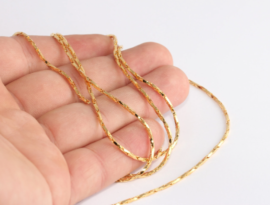 1,8mm 24k Shiny Gold Cable Chains, Knitted Chains, Snake CHK144-2