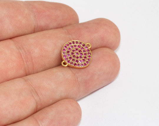 14x20mm 24k Shiny Gold Coins, Micro Pave Round Charms, MLS1003