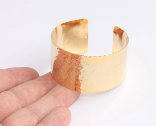 30mm 24k Shiny Gold Cuff Bracelet, Handmade Gold CHK673