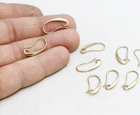 9x19mm Raw Brass Ear Wires, Raw Brass Fish Hooks, Hook Earring With Loop, Earring Settings, Raw Brass Earring Supplies, EYM10