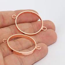 Ciondolo con cornice in oro rosa 30x40 mm, pendente aperto, rosa MTE1446