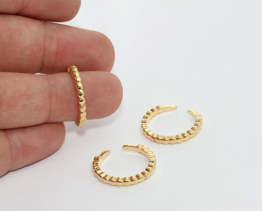17 mm 24 Ayar Parlak Altın Küre Yüzükler, Ayarlanabilir Yüzük Ayarları MTE1297