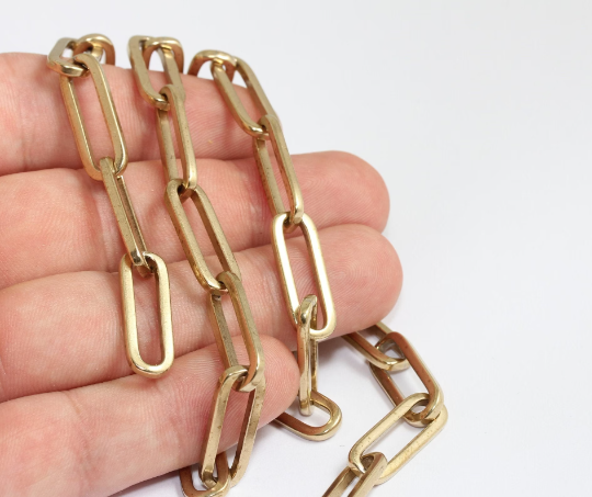 8x22mm Raw Brass Link Chain, Handmade Chain, Brass Cable BXB91