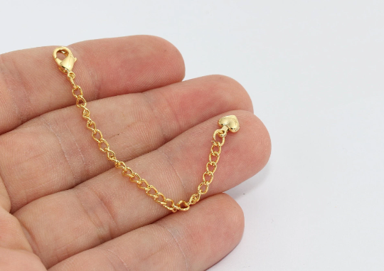 3 '' 24k Shiny Gold Chain Extender, Jewelry Supplies, Heart  CHK357