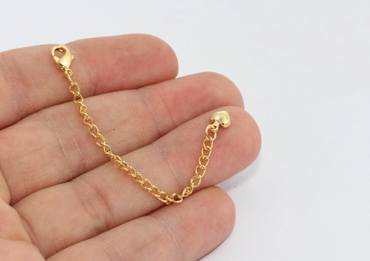 3 '' 24k Shiny Gold Chain Extender, Jewelry Supplies, Heart CHK357