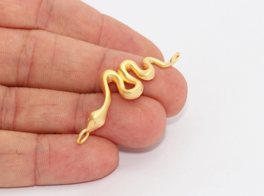 14x44mm 24k Matt Gold Snake Charms, Snake Connector, MTE903