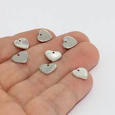 9x10mm Rhodium Plated Heart Charms, Heart Stamping MTE1358