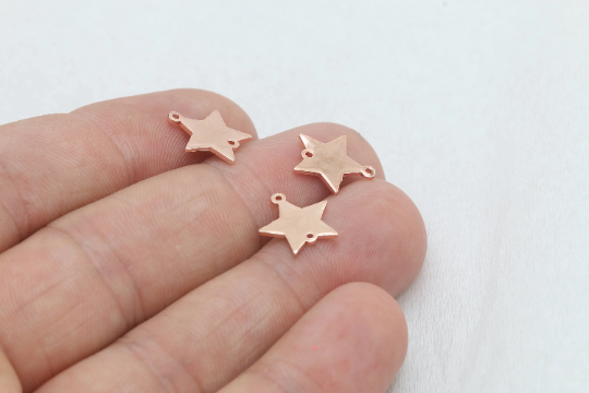 Ciondoli a forma di stella in oro rosa da 11x12 mm, ciondolo a forma di stella a due fori, ROSE601