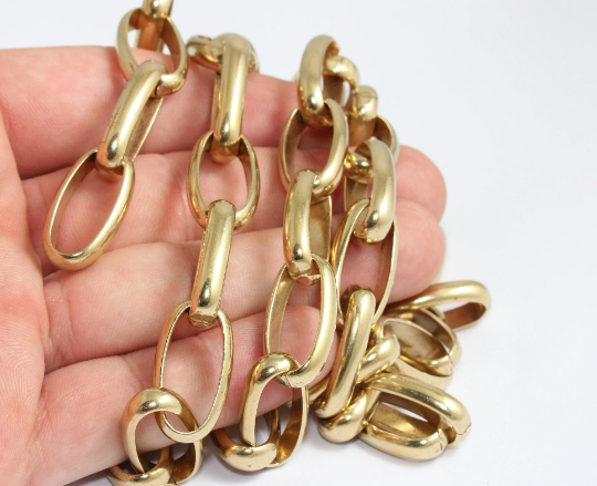 14x25mm Raw Brass Link Chain, Handmade Chain, Cable  BXB94-1