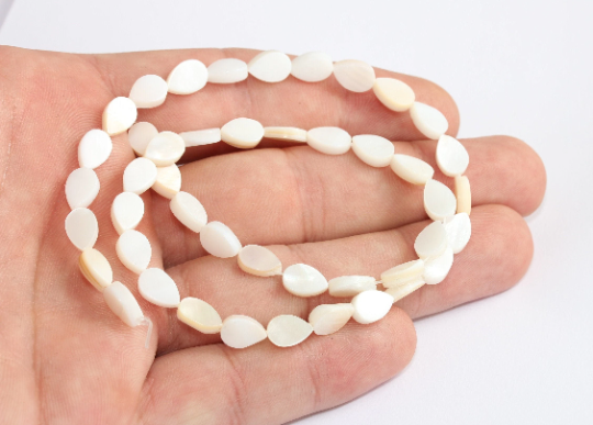 6x9mm White Teardrop Beads, Bead Strands, Artificial, Full CHK520-1