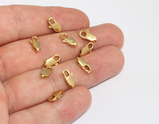 6x11,5mm 24k Shiny Gold Claw Clasp, Lobster Claw Clasp,  MLS1009