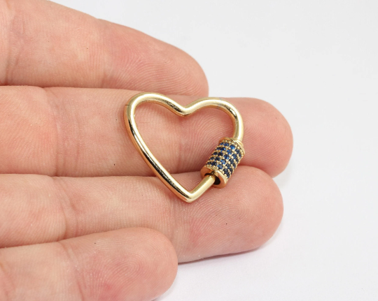 23x26mm 24k Shiny Gold Heart Screw Clasp, Micro,SMR, MLS521