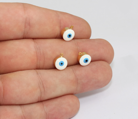 8x10mm 24 Ayar Parlak Altın Nazar Boncuğu, Nazar Boncuğu Takıları, MLS240