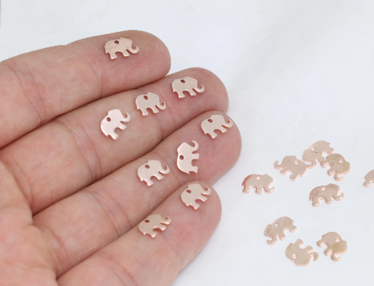 Ciondoli a forma di elefante in oro rosa 6x9 mm, collana a forma di elefante, ROSE156