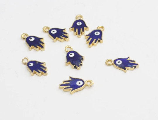 Ciondoli Hamsa in oro lucido 24k 8x13 mm, ZRCN286