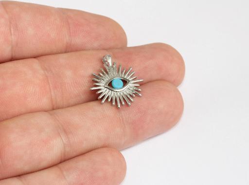 Rhodium Plated Evil Eye