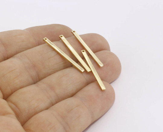2x27mm 24k Shiny Gold Bar, Long Bar Pendant, Gold Bar, BRT431
