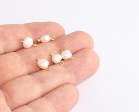 7,5x12mm Pearl Charms, Natural White Freeform Pearls, SLM832