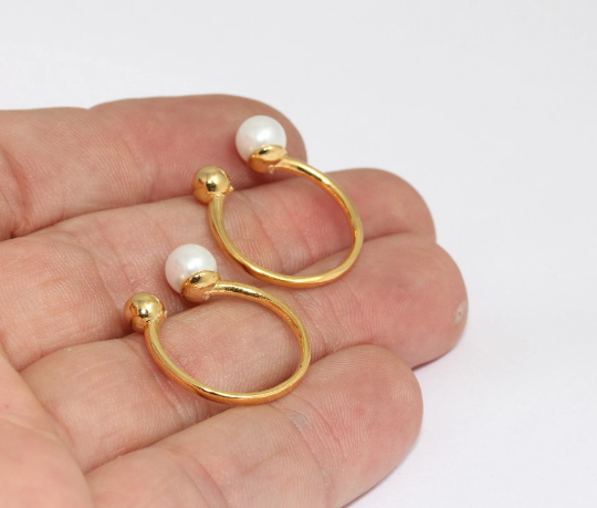 16-17mm 24k Shiny Gold Rings, Pearl Rings, Adjustable , MTE323
