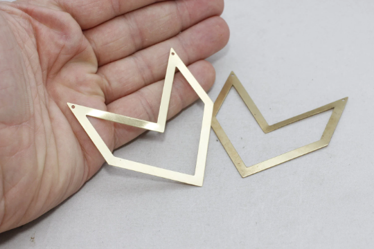 Raw Brass Chevron Pendant , Stamping Blank , 57x63mm AC17