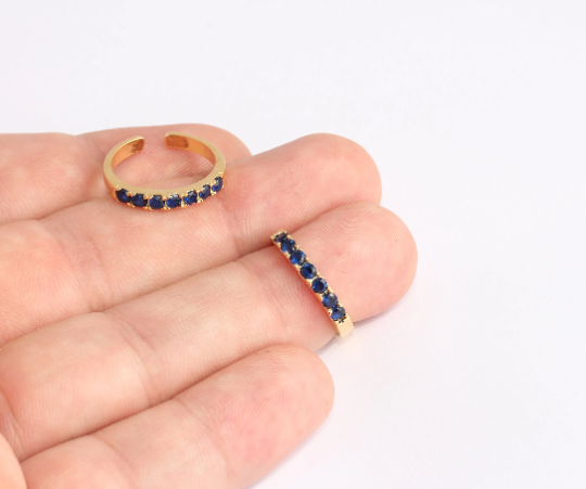 19mm 24k Shiny Gold Micro Pave Rings, CZ Dainty Rings, CZ SLM592