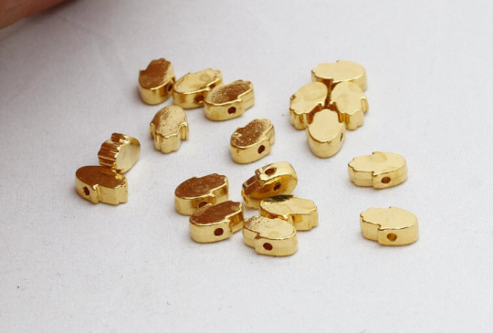 7x10mm 24k Shiny Gold Hamsa Charm, Gold Hamsa Jewelry, BRT48