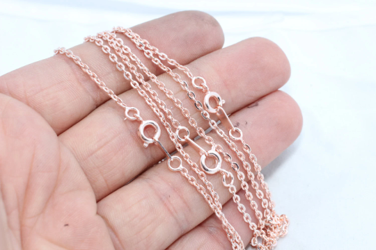 17'' 1,5x2mm Gül Altın Kaplama Zincir, Hazır Kolye, CHK400