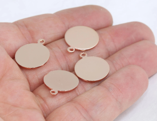 16mm Rose Gold Disc, Round Stamping Disc, Round Tag, ROSE551