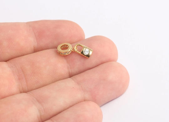 2,5x7mm 24 Ayar Parlak Altın Kilit Boncuklar, Mikro Aralayıcı Boncuklar, CHK676-11