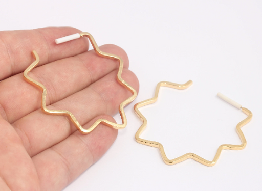 Gold Zig Zag Hoops