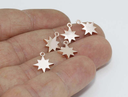 10x13mm Rose Gold North Star Charms, North Star Pendant, ROSE509