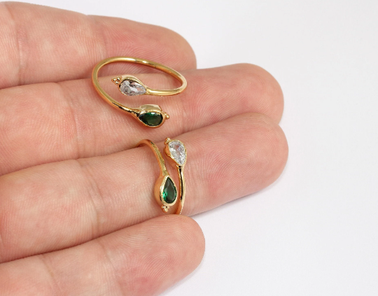 17-18mm 24k Shiny Gold Micro Pave Rings, Dainty Rings, MLS871