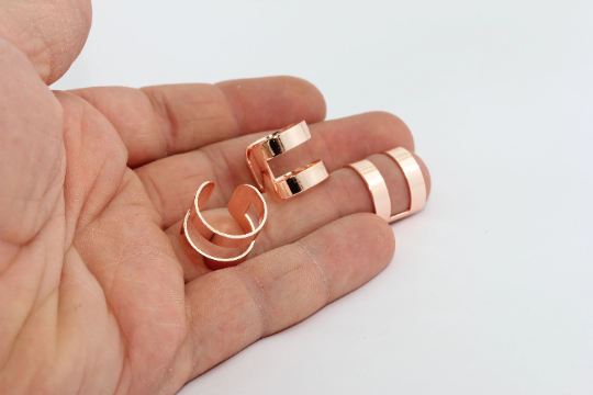 16-17mm Rose Gold Ring Setting, Flat Band Ring, Wide CHK204