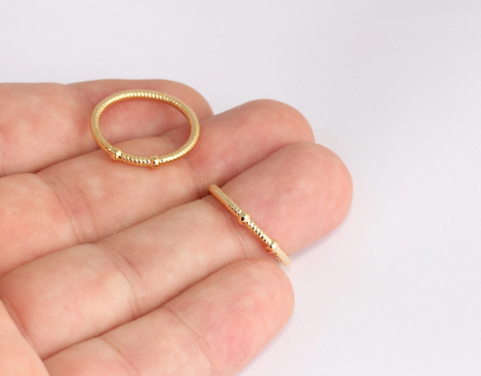 20 mm 24 Ayar Parlak Altın İpli Yüzükler, Kapalı Yüzükler, Örgülü SLM791