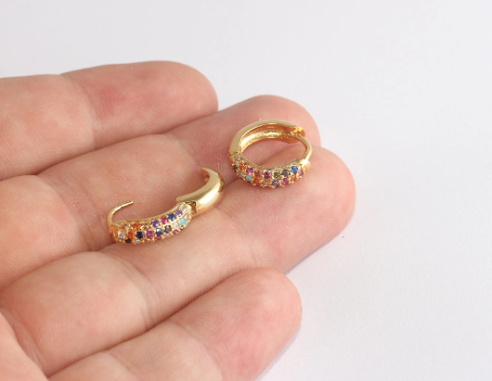 Earrings, Huggie Hoops, Gold