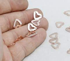 Ciondoli a forma di cuore in oro rosa da 10 mm, connettore a forma di cuore, cuore ROSE281