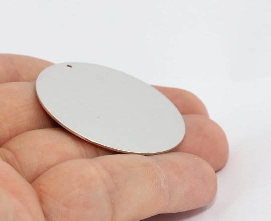 40mm Rhodium Plated Disc, Stamping Blank, Personalized BRT793