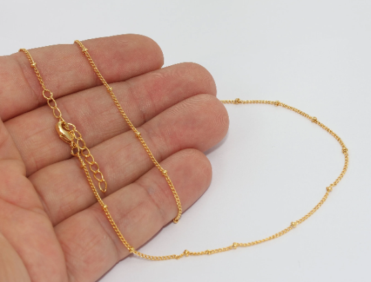 18'' 24k Shiny Gold Necklace, Satellite Necklace Chain, BXB325-