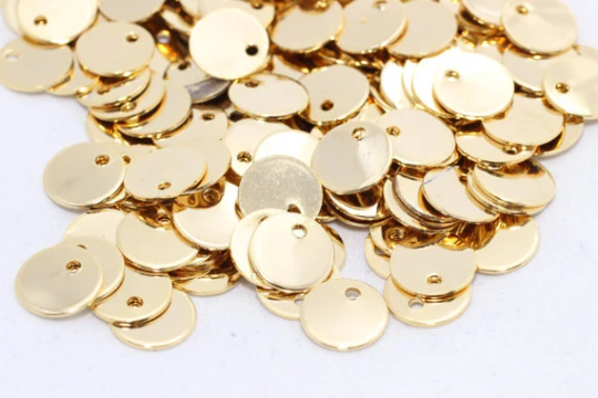 6mm 24k Shiny Gold Coins, Coin Charms, Drop Charms, CHK491